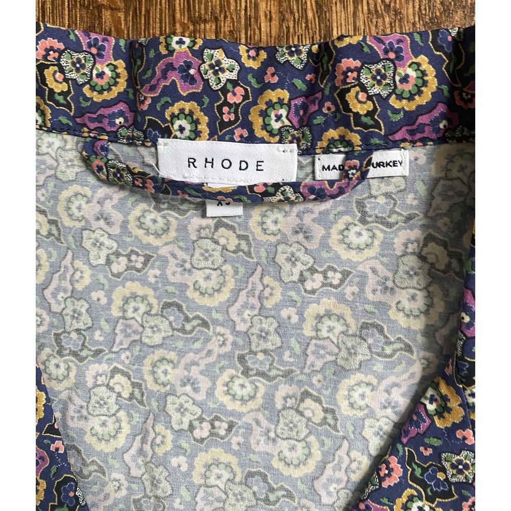 Rhode Berto Floral Paisley Print Cotton XS Button Down Pajamas Set Boho Chic - Picture 7 of 9